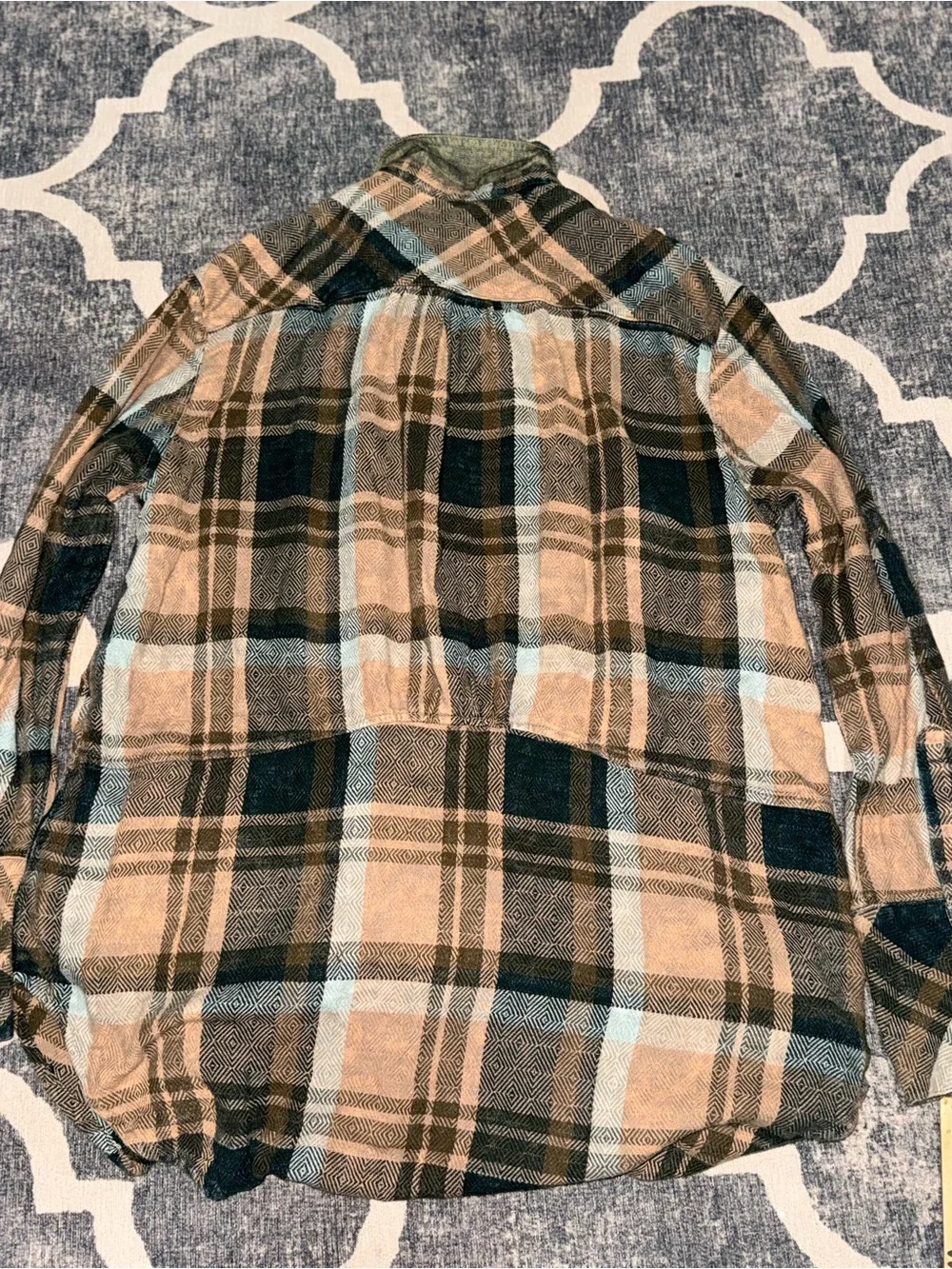 Free People thermal top plaid babydoll small